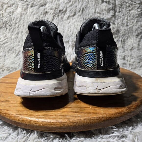 Nike React Infinity Run Flyknit 3 Womens 11 Premium Black Zebra Iridescent Shoes - Picture 4 of 11